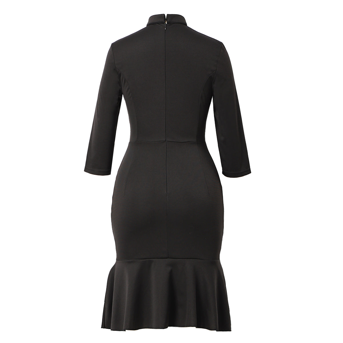 Blessume Women's Clergy Fishtail Dress Elegant 3/4 Sleeve with Tab Collar