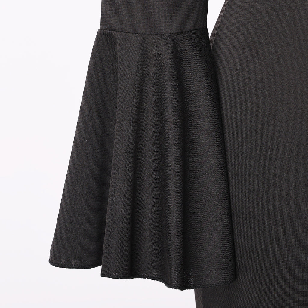 Blessume Women's Clergy Pencil Dress Bell-Sleeved with Tab Collar