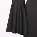 Blessume Women's Clergy Pencil Dress Bell-Sleeved with Tab Collar