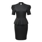 Blessume Ruffle & Lantern-Sleeves Clergy Pencil Dress