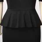 Blessume Ruffle & Lantern-Sleeves Clergy Pencil Dress
