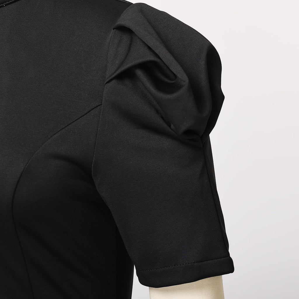 Blessume Ruffle & Lantern-Sleeves Clergy Pencil Dress