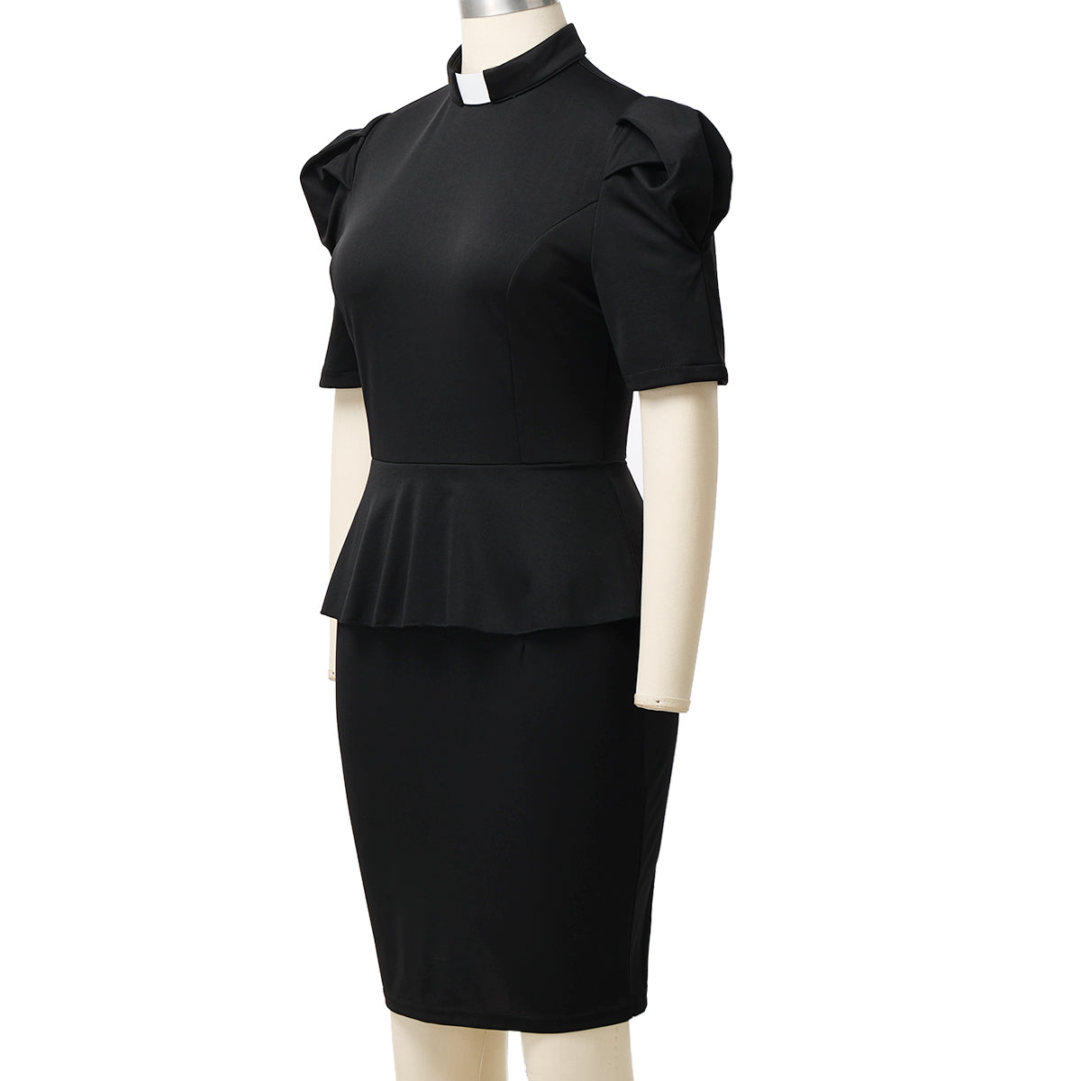 Blessume Ruffle & Lantern-Sleeves Clergy Pencil Dress
