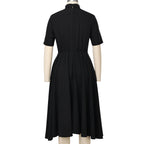 Blessume Women's Button-Front Clergy Dress with Tab-Collar