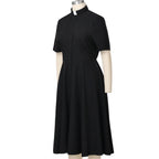 Blessume Women's Button-Front Clergy Dress with Tab-Collar