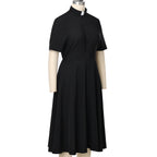 Blessume Women's Button-Front Clergy Dress with Tab-Collar