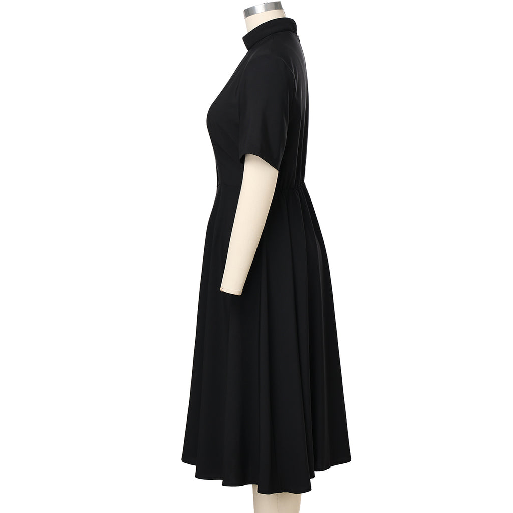 Blessume Women's Button-Front Clergy Dress with Tab-Collar