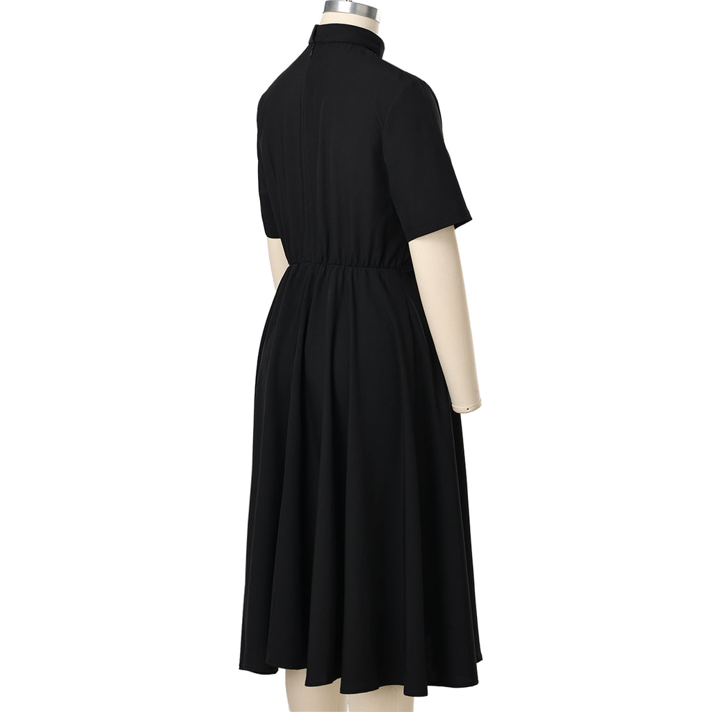 Blessume Women's Button-Front Clergy Dress with Tab-Collar