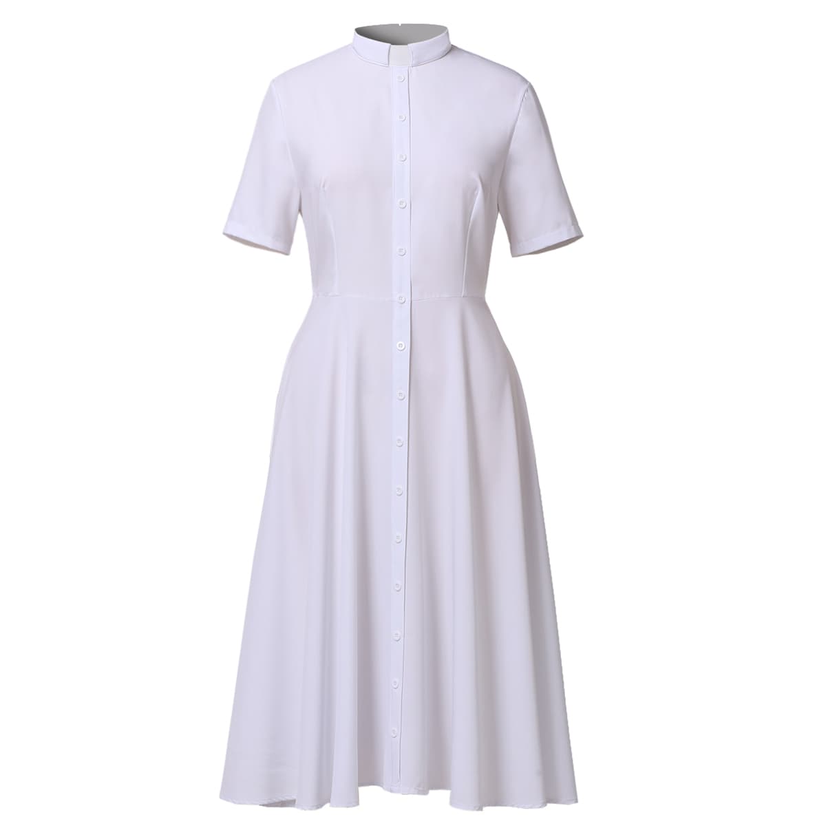 Blessume Tab-Collar & Draping Hem Clergy A-Line Dress