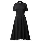 Blessume Women's Button-Front Clergy Dress with Tab-Collar