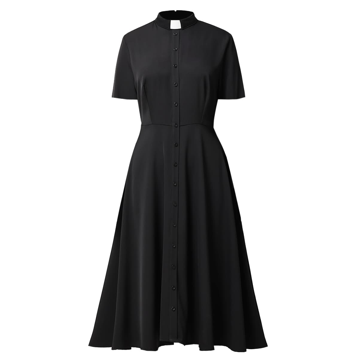 Blessume Tab-Collar & Draping Hem Clergy A-Line Dress