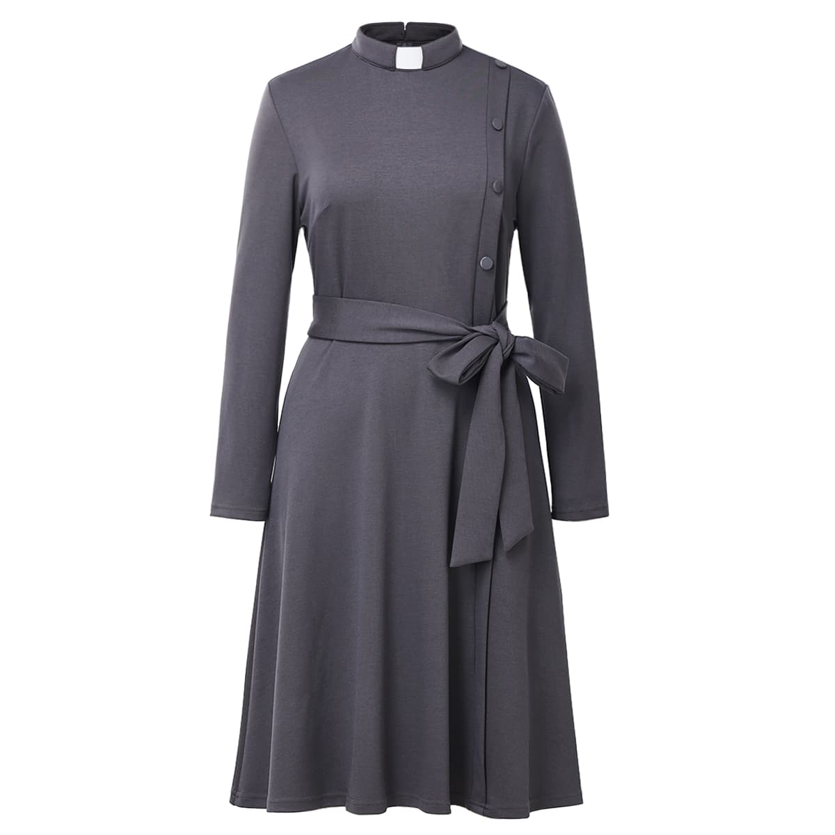 Blessume Women's Side Button Clergy Dress with Tab Collar