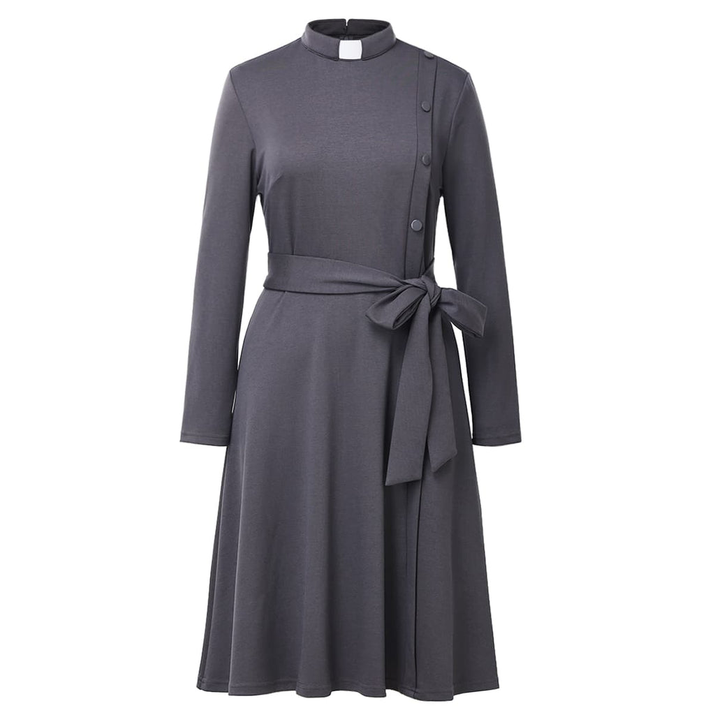 Blessume Belted & Side-Buttoned Clergy Dress