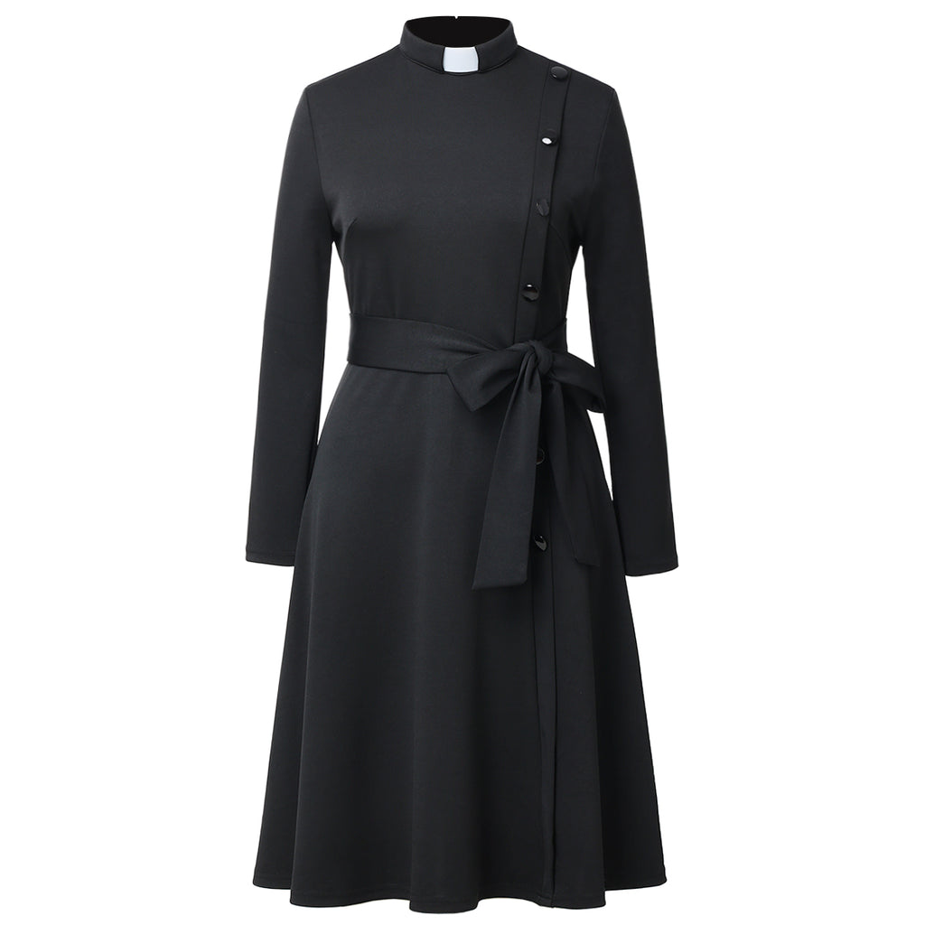 Blessume Belted & Side-Buttoned Clergy Dress