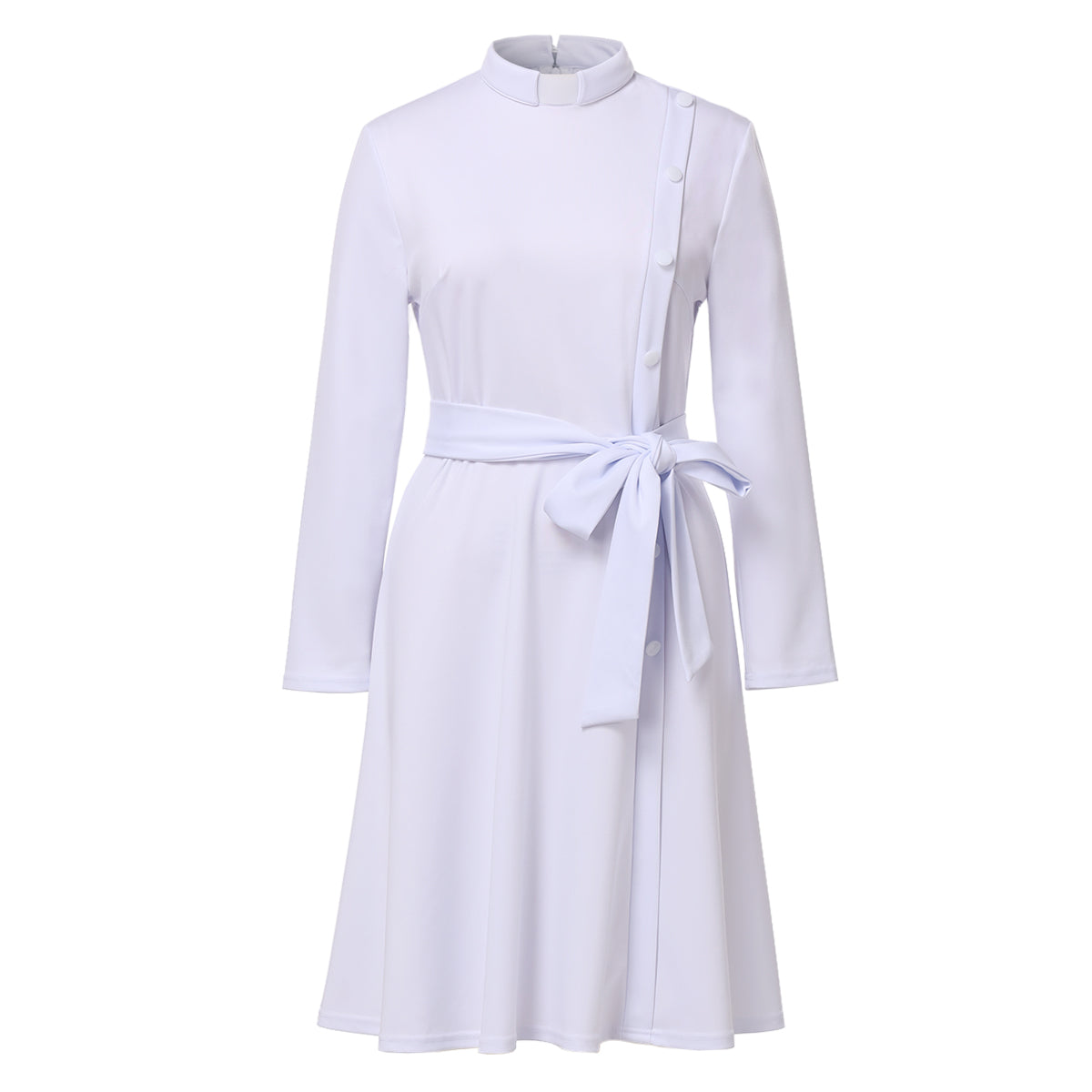 Blessume Women's Side Button Clergy Dress with Tab Collar