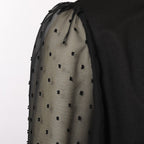 Blessume Polka-Dot & Long-Sleeved Semi-Sheer Blouse