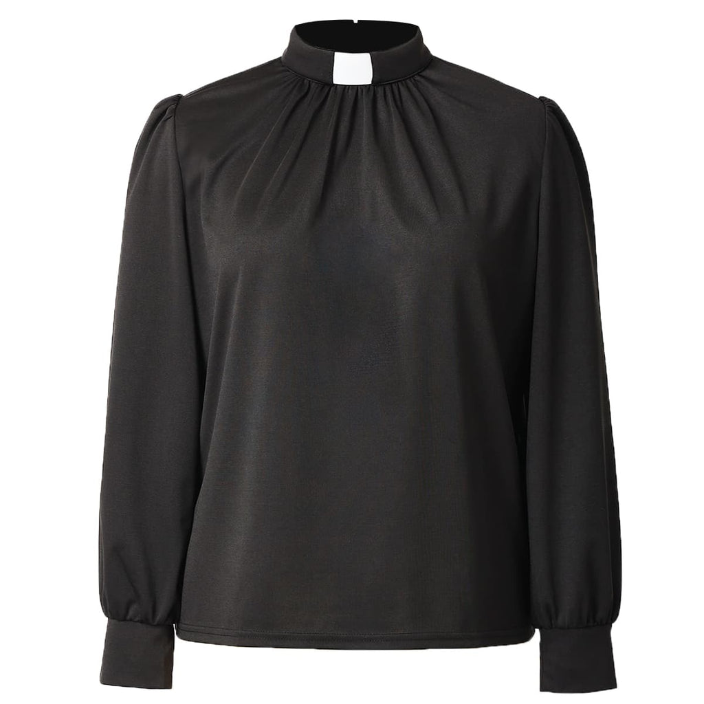 Blessume Front Pleated & Tab-Collar Clergy Blouse