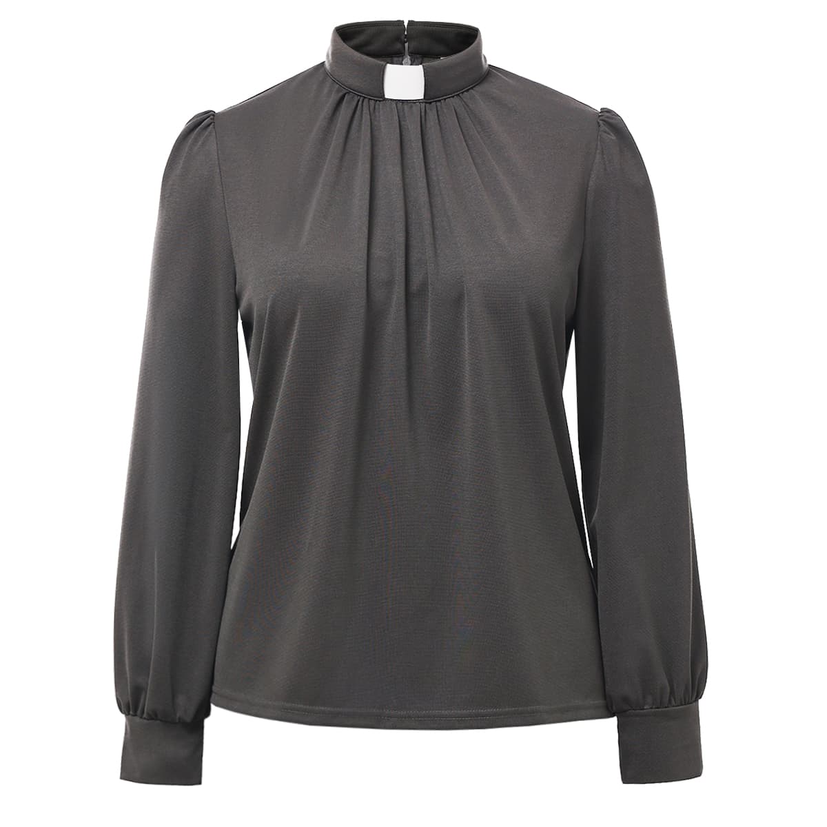 Blessume Gathered-Front & Tab-Collar Clergy Blouse