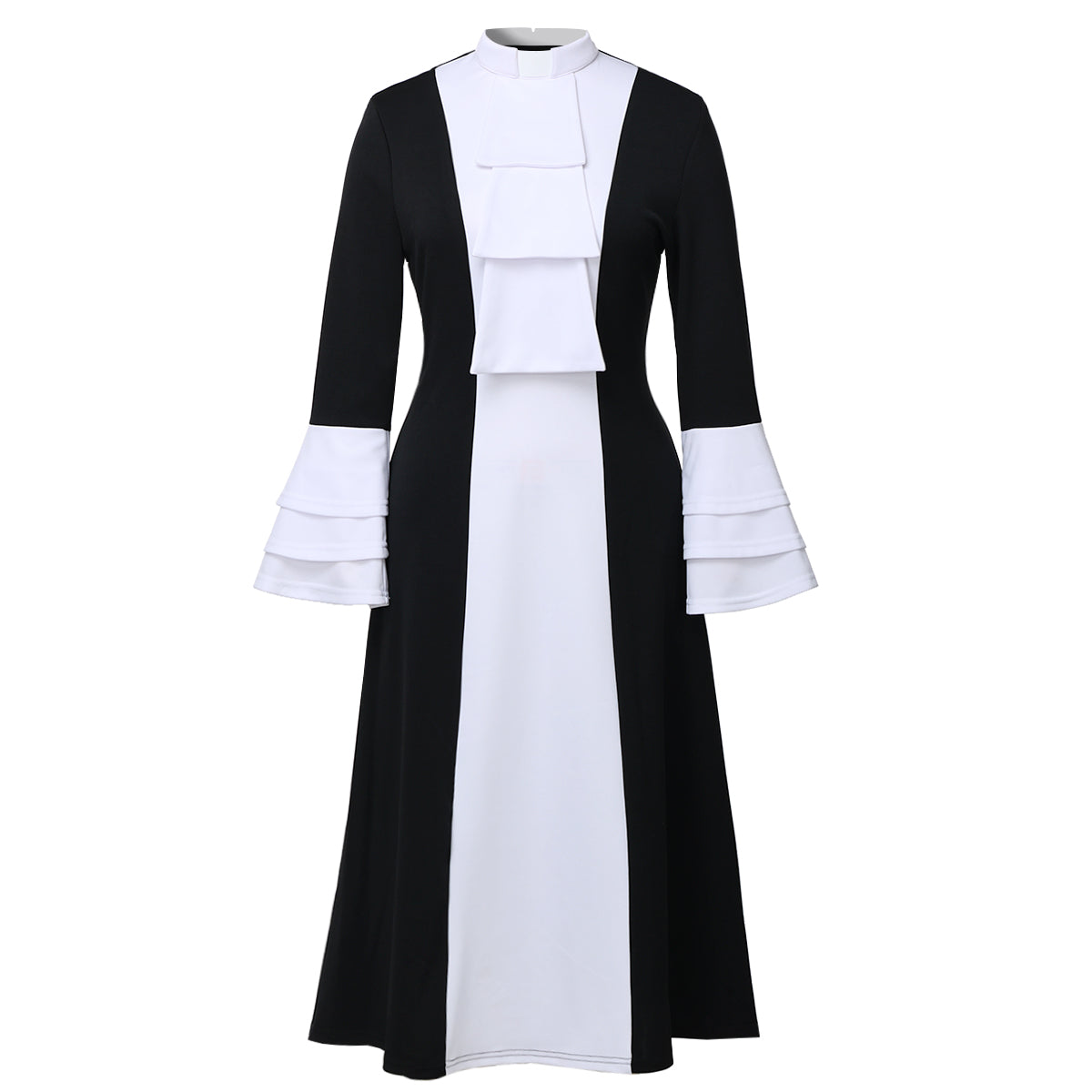 Blessume Color-Block & Bell-Sleeve Clergy Dress