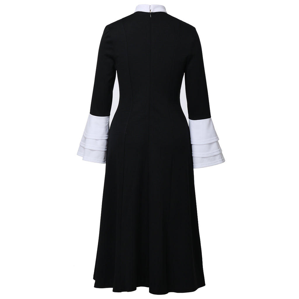 Blessume Color-Block & Bell-Sleeve Clergy Dress