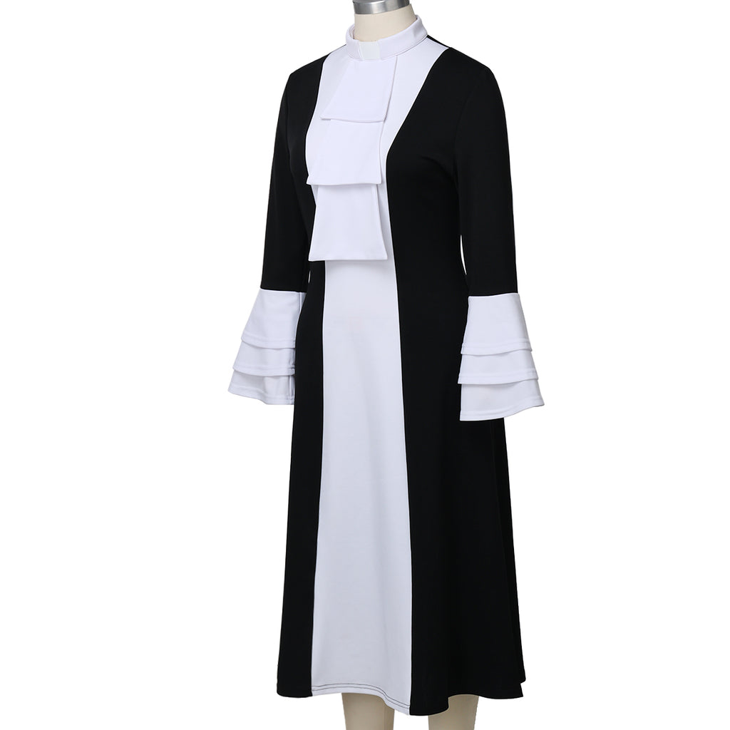 Blessume Color-Block & Bell-Sleeve Clergy Dress