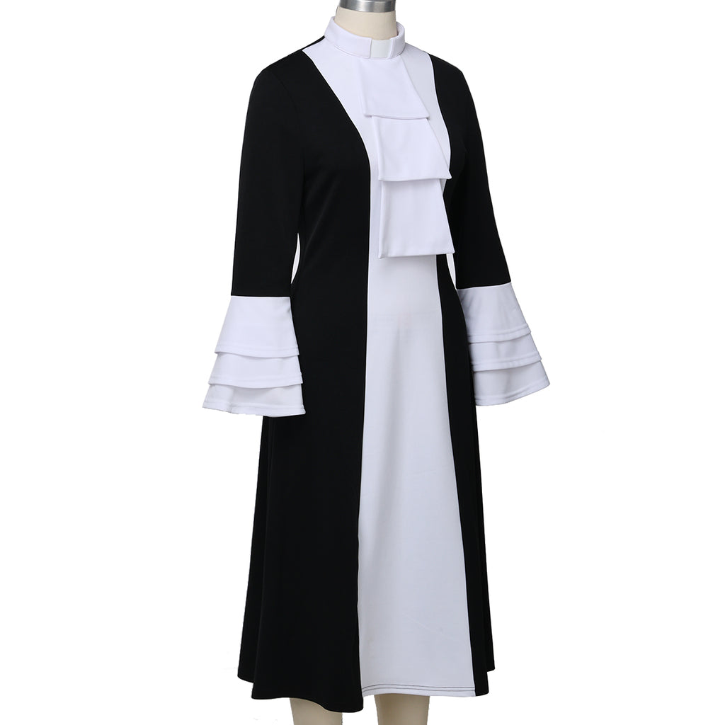 Blessume Color-Block & Bell-Sleeve Clergy Dress