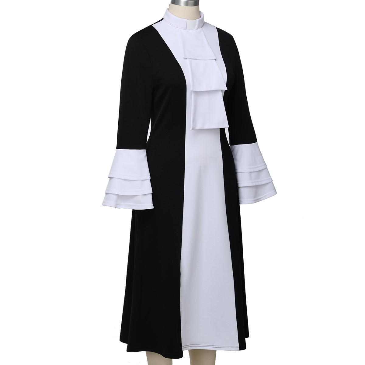 Blessume Color-Block & Bell-Sleeve Clergy Dress
