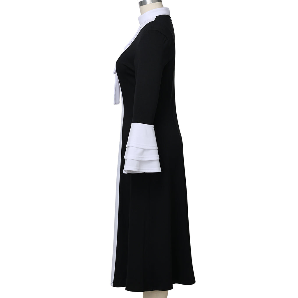 Blessume Color-Block & Bell-Sleeve Clergy Dress