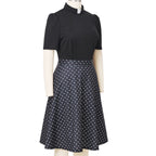 Blessume Polka-Dot & A-Line Clergy Tab-Collar Dress