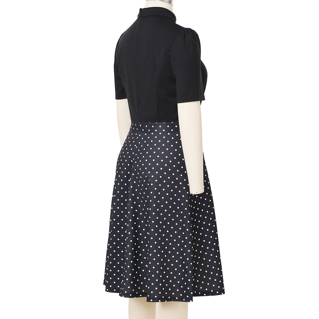 Blessume Polka-Dot & A-Line Clergy Tab-Collar Dress