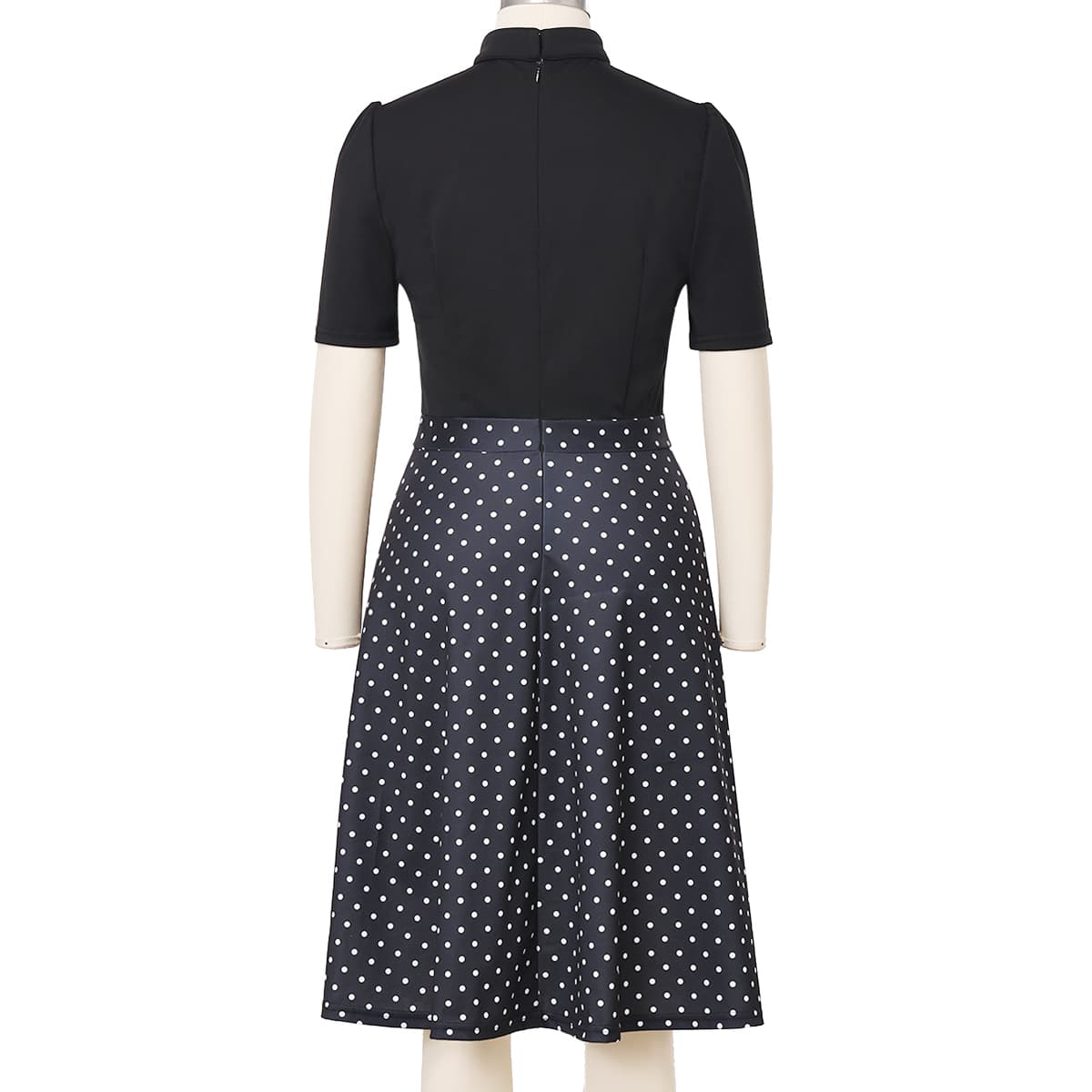 Blessume Polka-Dot & A-Line Clergy Tab-Collar Dress