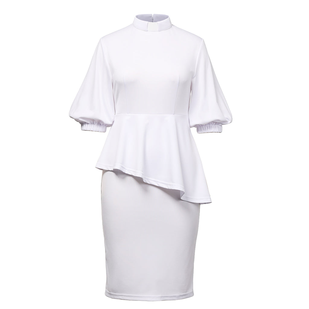 Blessume Chic & Lantern-Sleeved Clergy Pencil Dress