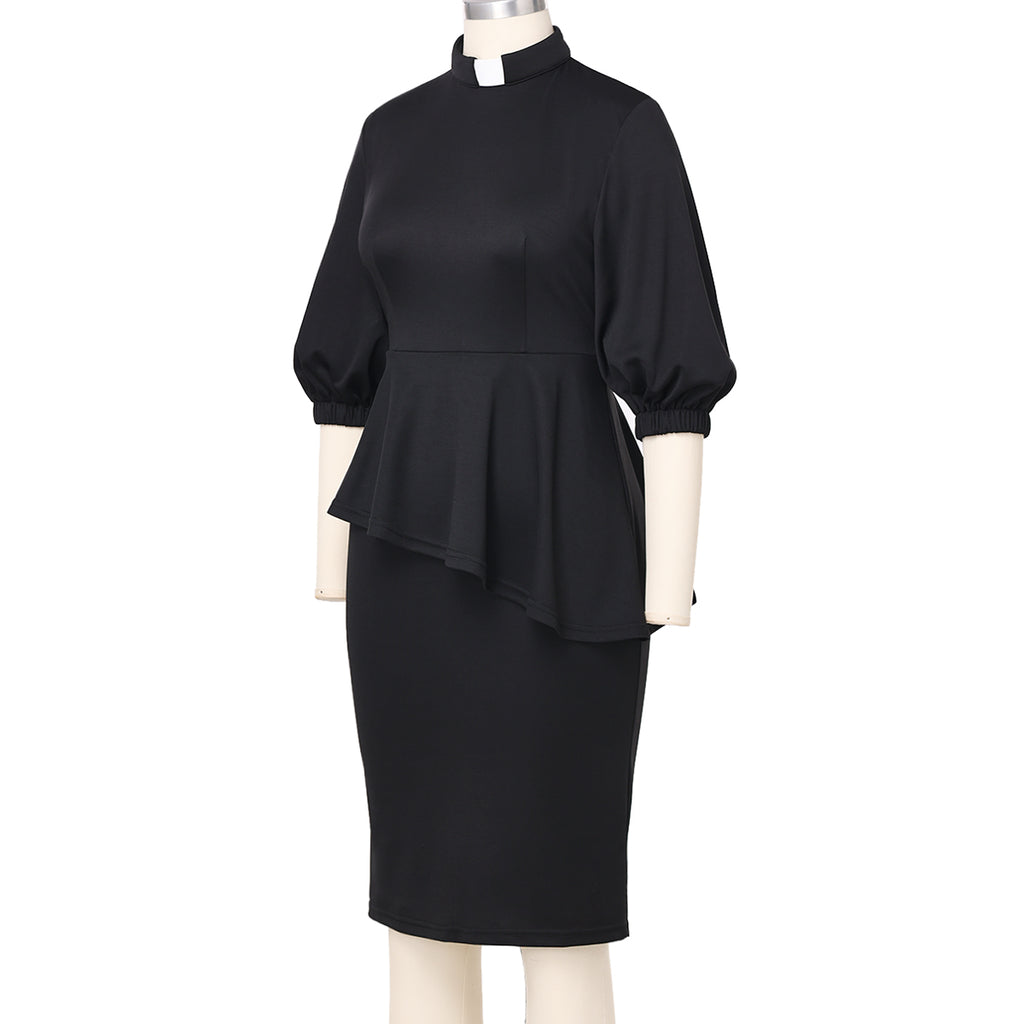 Blessume Chic & Lantern-Sleeved Clergy Pencil Dress