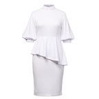 Blessume Women's Peplum Waist Lantern Sleeve Clergy Dress