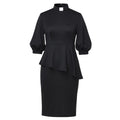 Blessume Chic & Lantern-Sleeved Clergy Pencil Dress