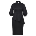 Blessume Chic & Lantern-Sleeved Clergy Pencil Dress