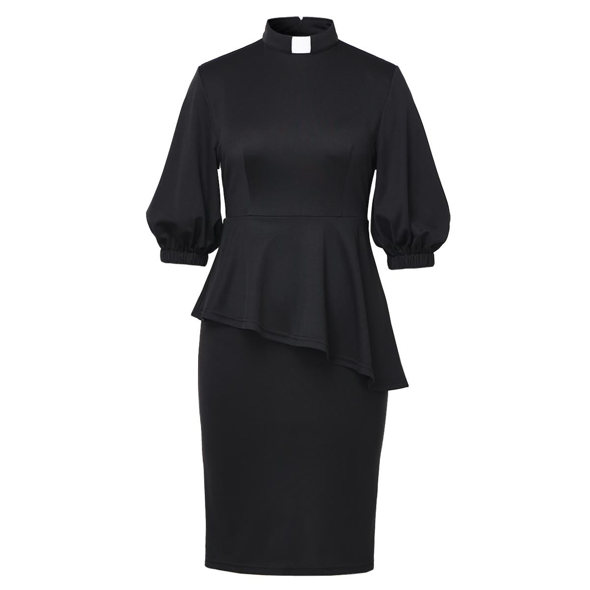 Blessume Chic & Lantern-Sleeved Clergy Pencil Dress