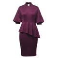 Blessume Women's Peplum Waist Lantern Sleeve Clergy Dress