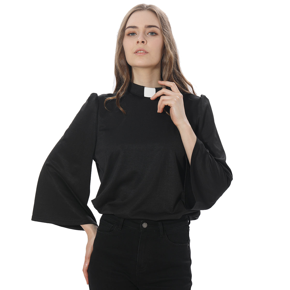 Blessume Solid-Color & Swing-Sleeve Clergy Blouse