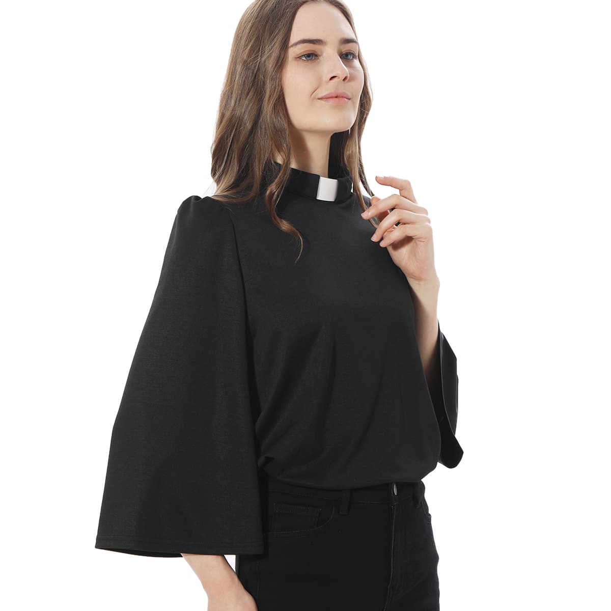 Blessume Solid-Color & Swing-Sleeve Clergy Blouse