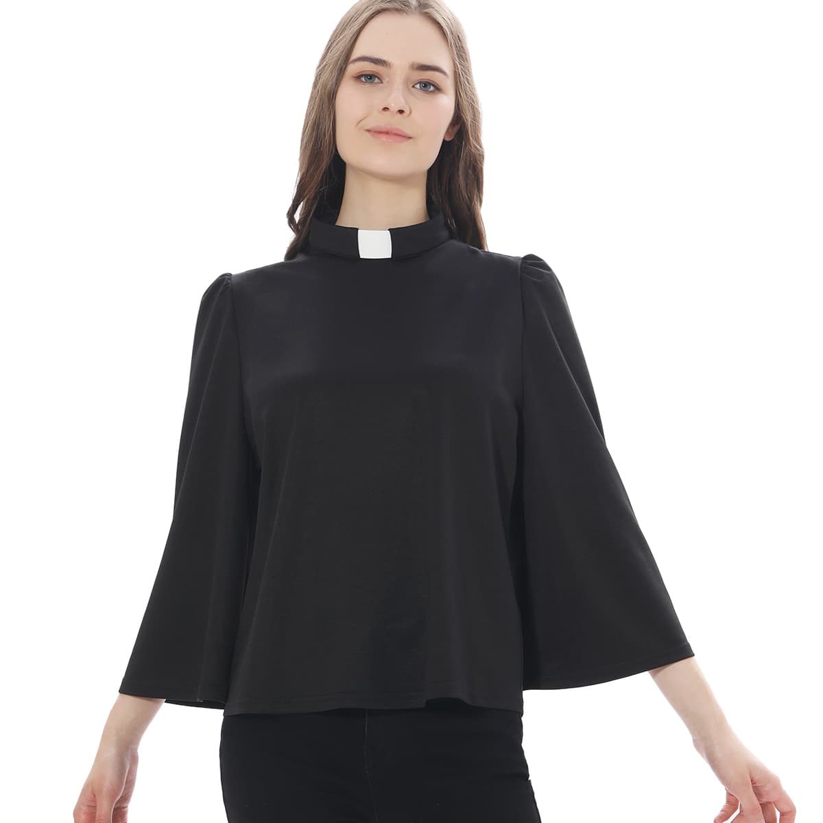 Blessume Solid-Color & Swing-Sleeve Clergy Blouse