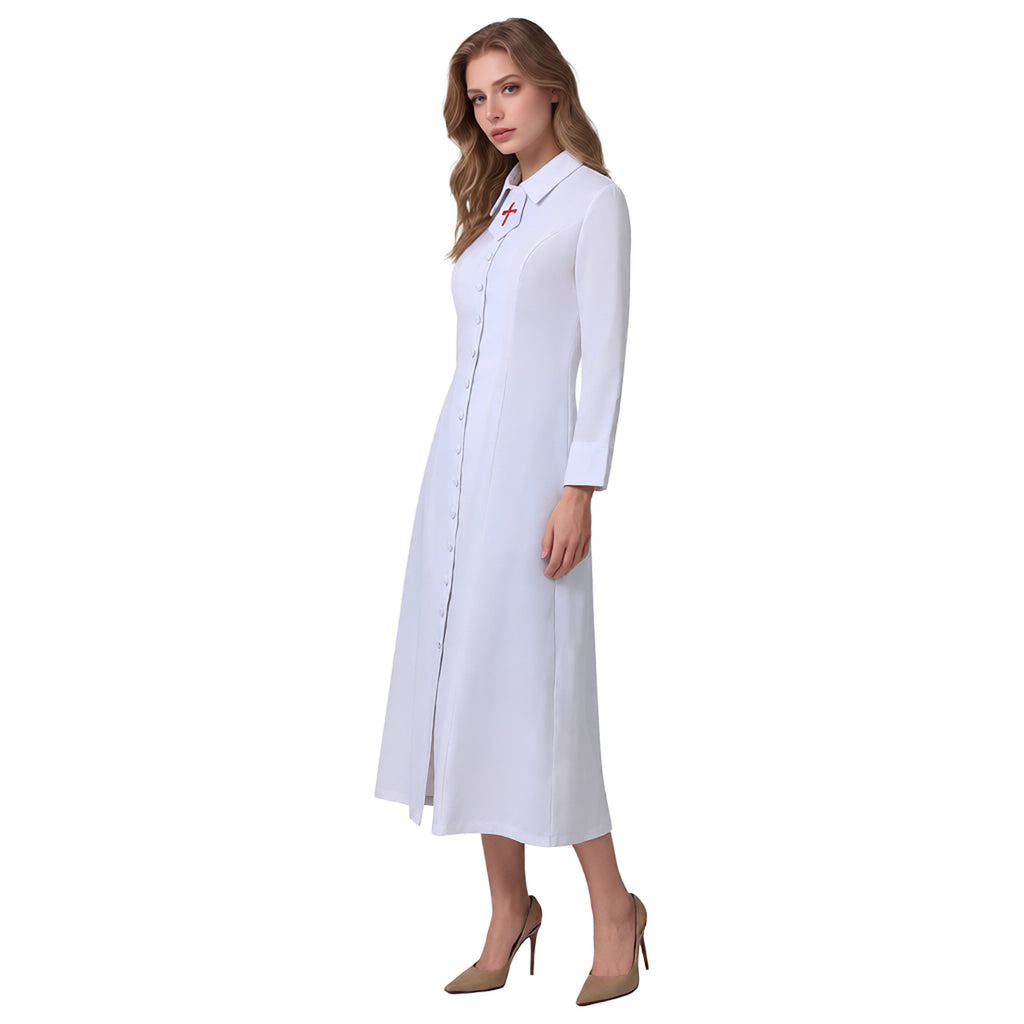 Blessume Stand-Collar & Cross-Embellished Clergy Robe