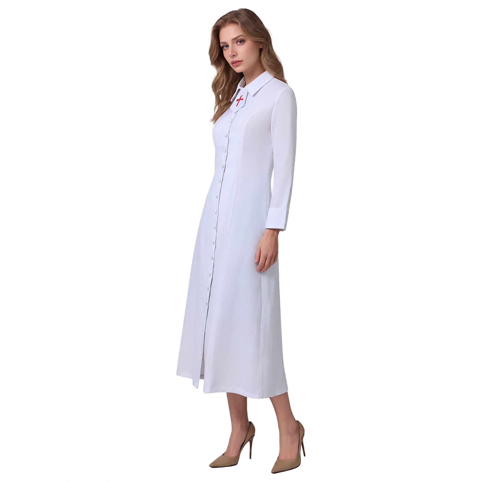 Blessume Stand-Collar & Cross-Embellished Clergy Robe