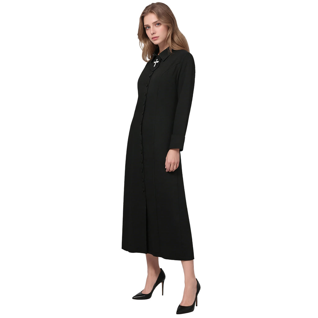 Blessume Stand-Collar & Cross-Embellished Clergy Robe