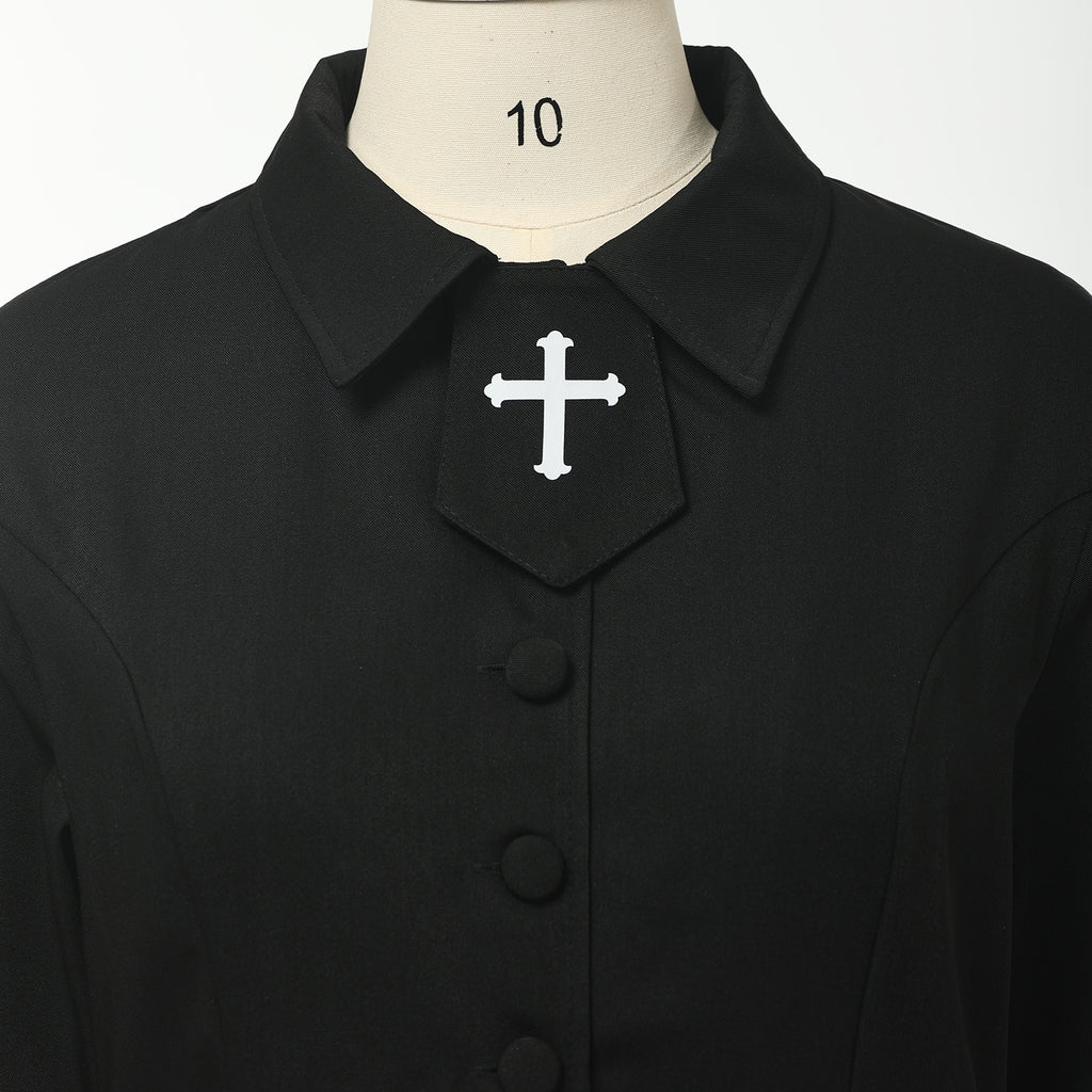 Blessume Stand-Collar & Cross-Embellished Clergy Robe