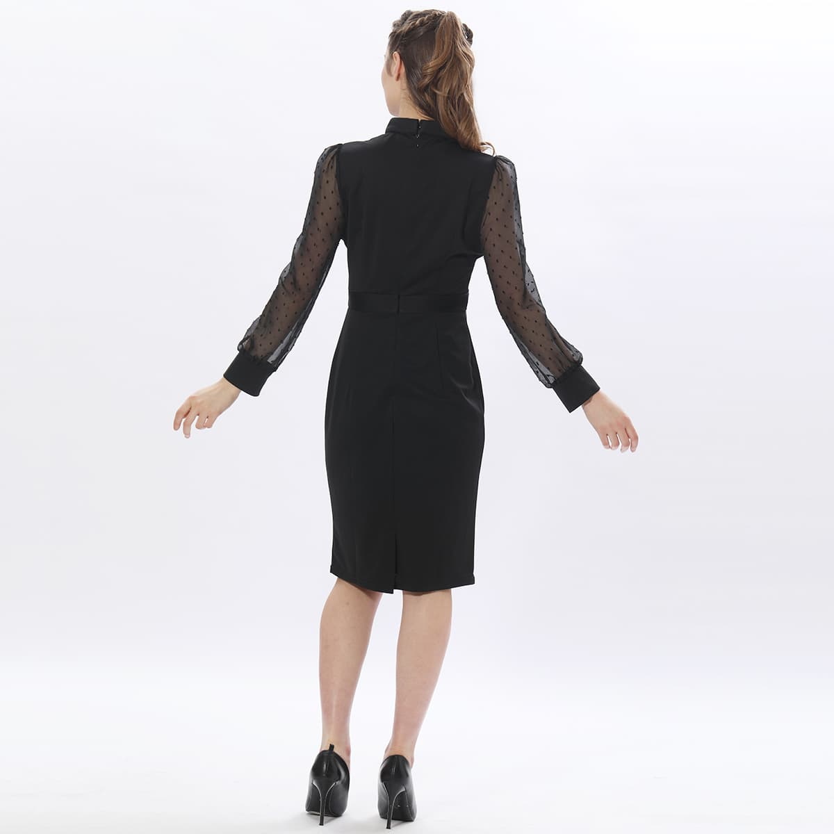 Blessume Slim-Fit & Semi-Sheer Church Pencil Dress