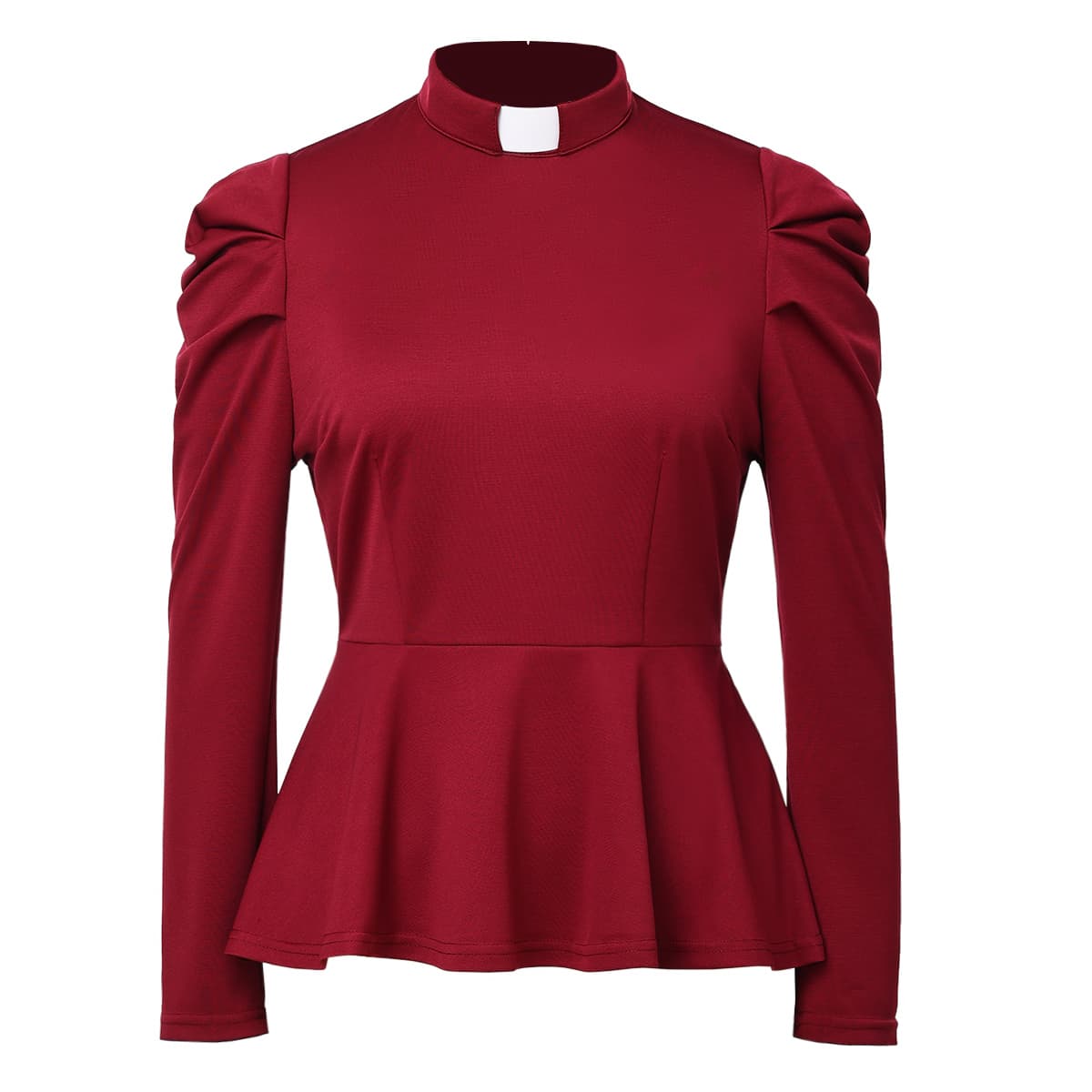 Blessume Ruffled-Hem & Slim-Fit Clergy Summer Blouse