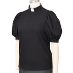 Blessume Lantern-Sleeved Clergy Tab-Collar Blouse