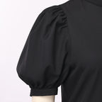 Blessume Lantern-Sleeved Clergy Tab-Collar Blouse