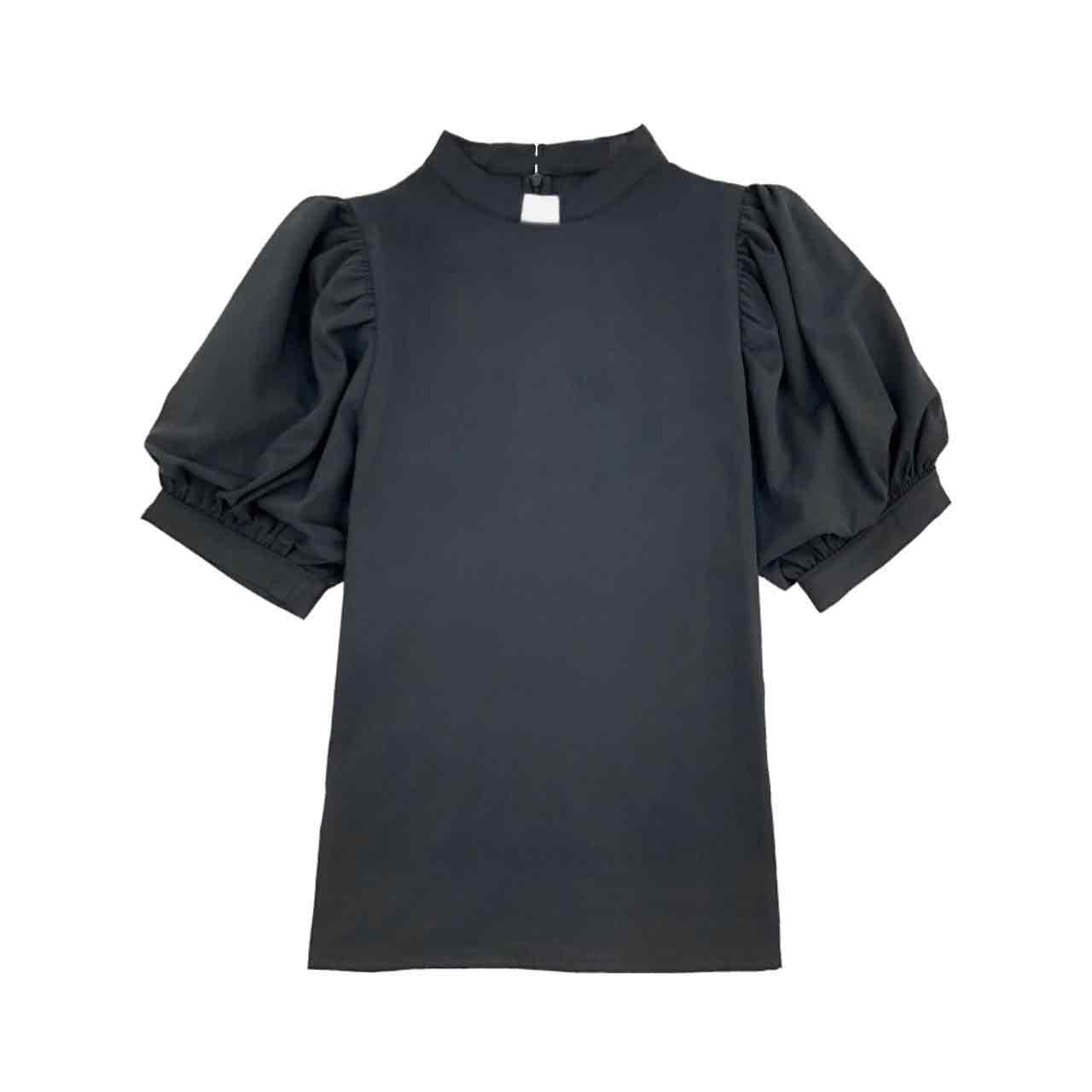 Blessume Lantern-Sleeved Clergy Tab-Collar Blouse